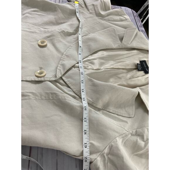 Focus 2000 Trench Pea Coat Womens 10 Belted Lined Linen Blend Mid Length - Picture 6 of 11